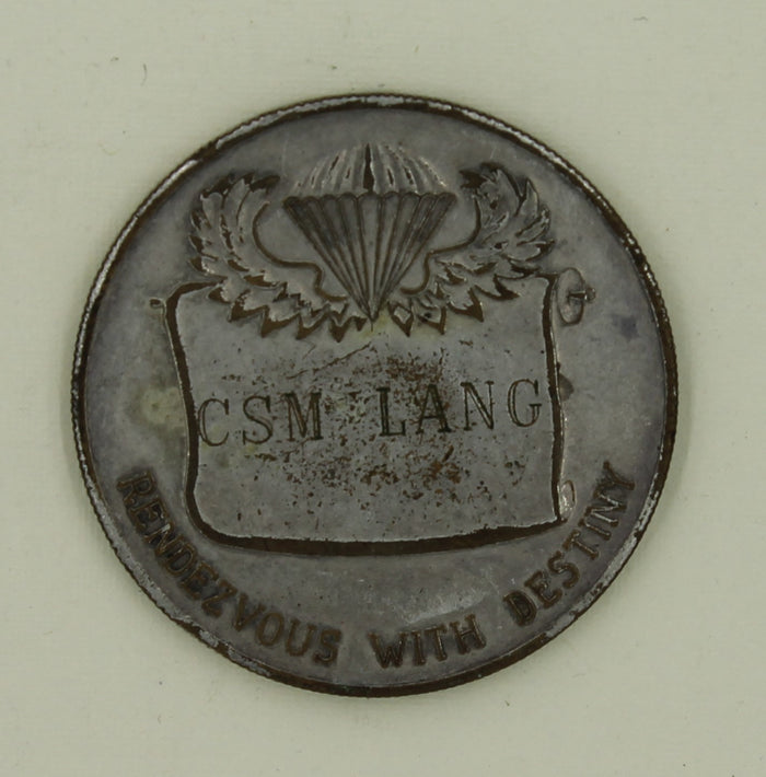 101st Airborne Division Vietnam Era Engraved: CSM Lang Army Challenge Coin
