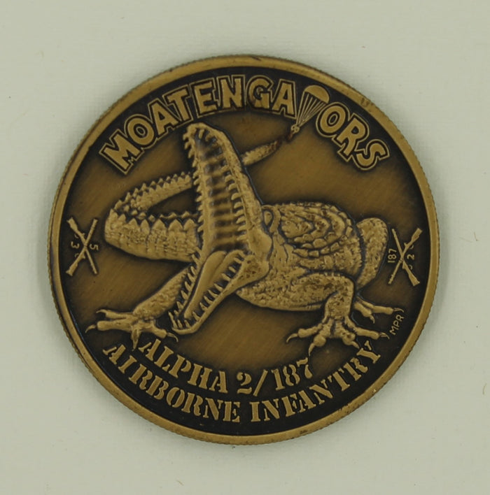 193rd Infantry Brigade 187th Airborne Infantry 2nd Battalion Alpha Company Moatgators Army Challenge Coin