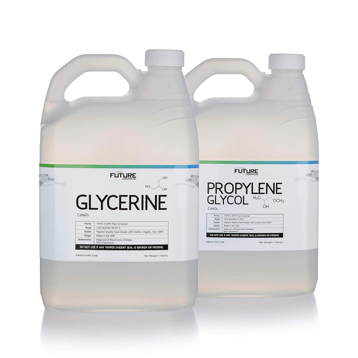 2 Gallon Bundle. Vegetable Glycerine 99.75% & Propylene Glycol 99.998% USP Grade - High Purity, Kosher, Food Grade - Made in USA