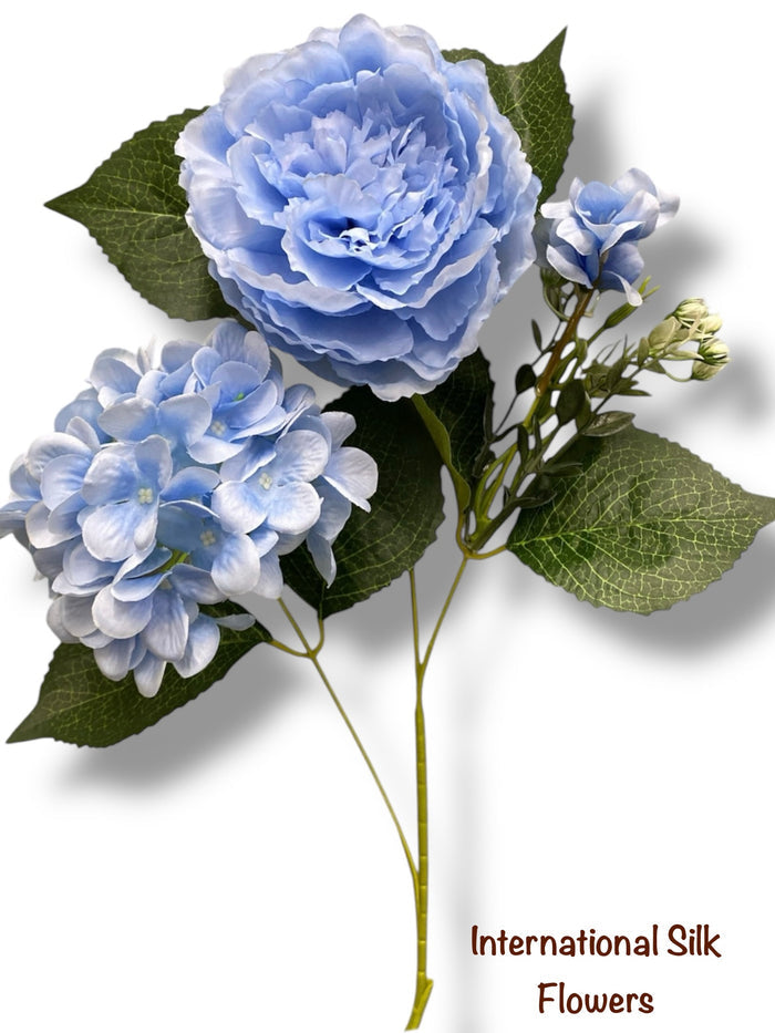 23'' Deluxe Silk Peony Hydrangea Bush ( B1502-Baby Blue )