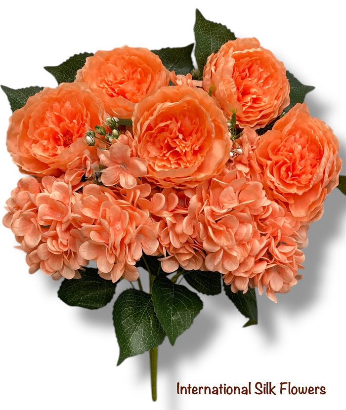 23'' Deluxe Silk Peony Hydrangea Bush ( B1502-Peach )