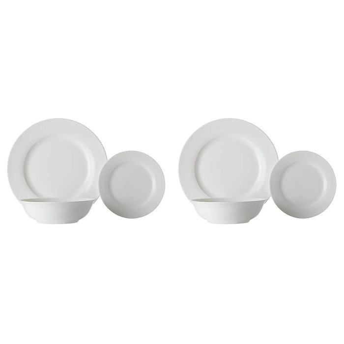 2x Maxwell & Williams White Basics European Rim Dinner Set 12pc Gift Boxed