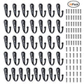 36 Pieces Coat Hooks Wall Mounted Robe Hook Single Coat Hanger No Scratch and 72Pieces Screws Black
