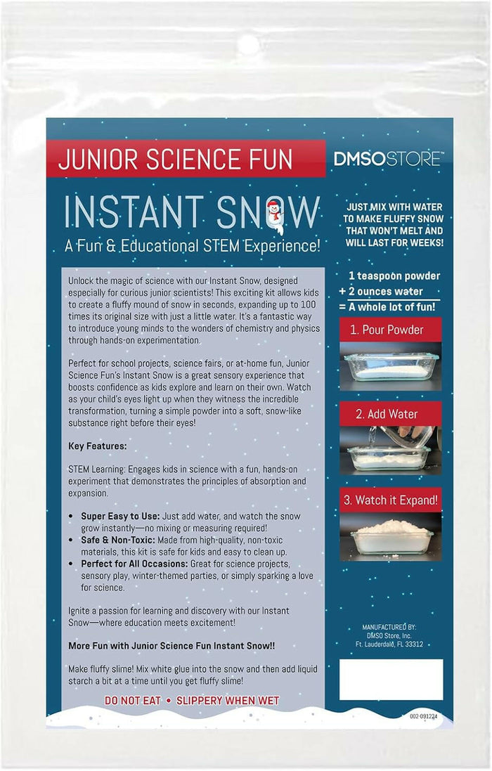 5 Pack of Junior Science Fun Instant Snow Powder, 2 oz. , Makes 8 Gallon of Snow, STEM Experiment
