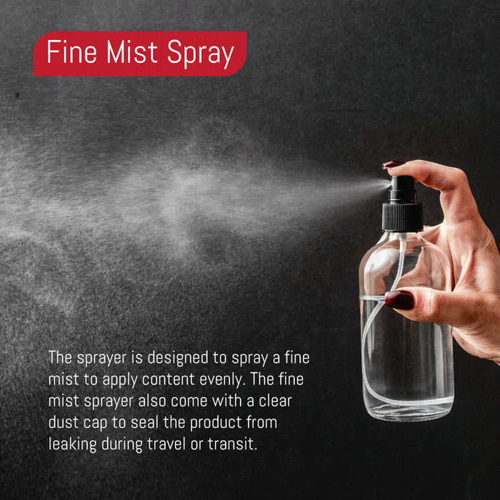 6 Clear Glass 8 oz Bottles with Fine Mist Sprayer | BPA- and Lead-Free