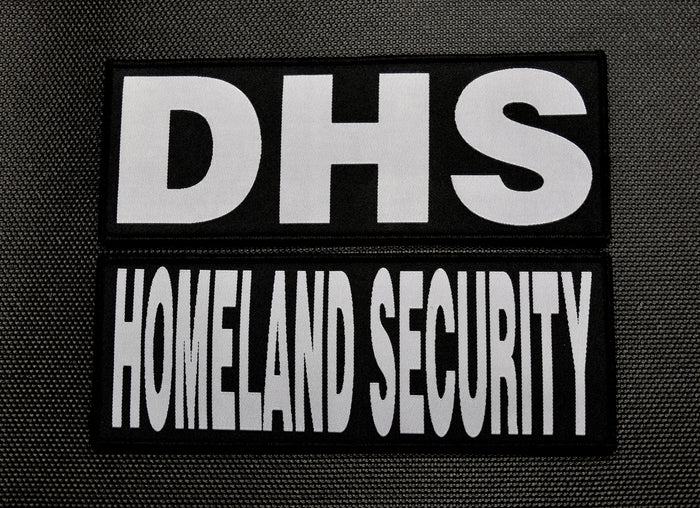 8" X 3" Woven DHS / HOMELAND SECURITY Placard Patch SET