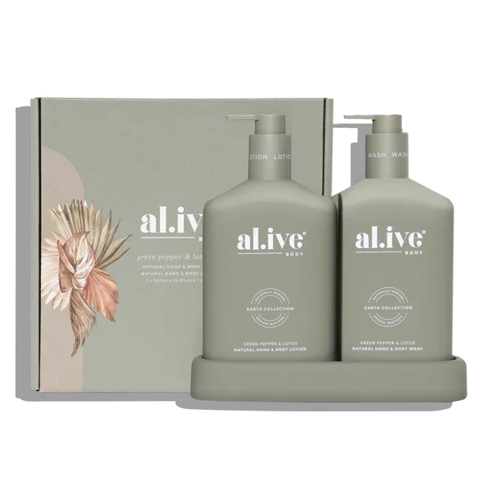 al.ive Body Wash & Lotion Duo in Green Pepper & Lotus (Made in Australia)