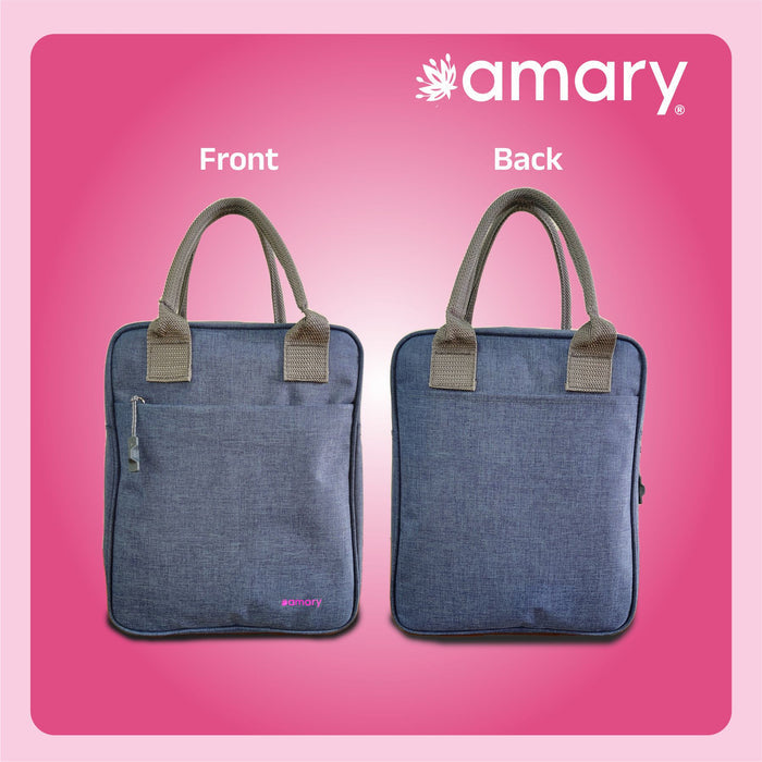 AMARY Lunch Bag | Special Light Material, Water Repellent, Insulated | Keeps Hot and Cold | Zipper & Sturdy Stitching | Spacious Tiffin Bag for Office, College, School, Outdoor & Picnic (Airport Blue, 8 Litre)