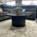 Caesar Round Timber Coffee Table - Messmate/Black
