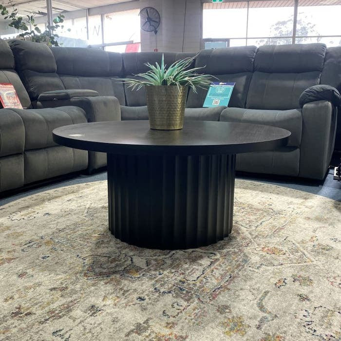Caesar Round Timber Coffee Table - Messmate/Black