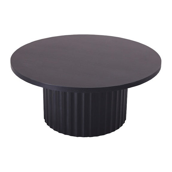 Caesar Round Timber Coffee Table - Messmate/Black