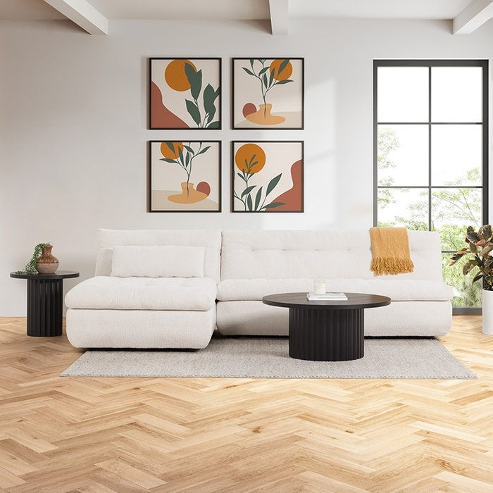 Caesar Round Timber Coffee Table - Messmate/Black