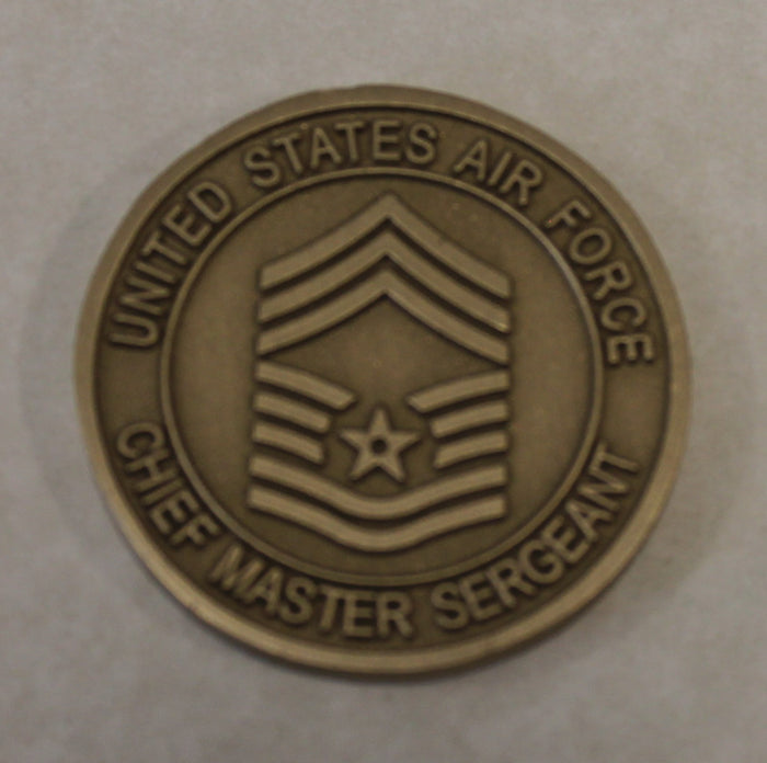 Chief Master Sergeant / CMSgt Antique Bronze Air Force Challenge Coin / Current Chevron