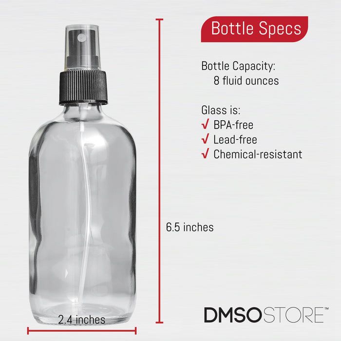 Clear Glass 8 oz Bottle with Fine Mist Sprayer | BPA- and Lead-Free