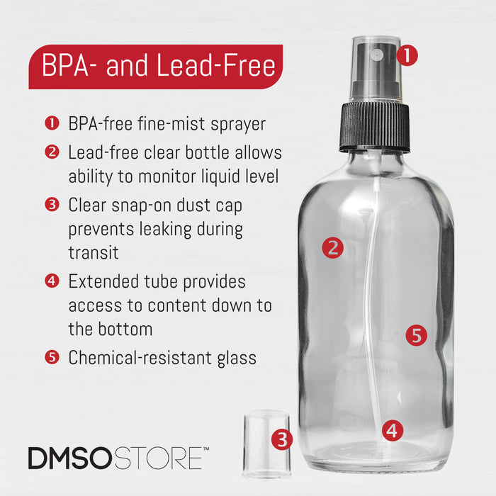 Clear Glass 8 oz Bottle with Fine Mist Sprayer | BPA- and Lead-Free