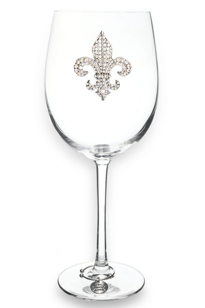 Diamond Fleur de Lis Jeweled Glass