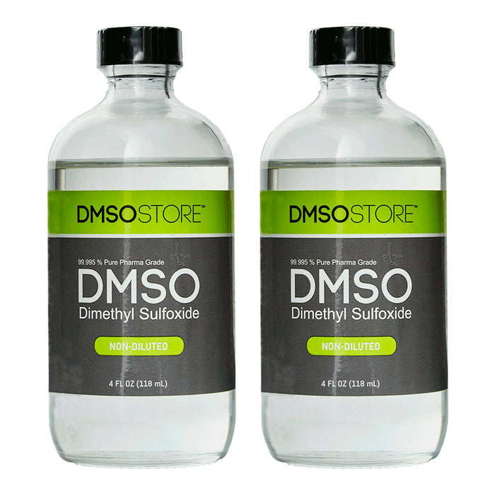 DMSO 4 oz. 2 Glass Bottles Non-diluted 99.995% Low Odor Pharma Grade Liquid Dimethyl Sulfoxide - dmsostore