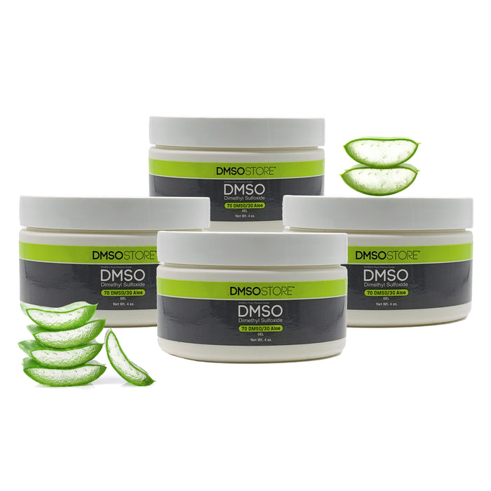DMSO 70/30 4 oz. Gel 4 pack Jar -70/30 w/Aloe Vera Super Biologic Non-diluted 99.995% Low Odor Pharma Grade in BPA Free Plastic