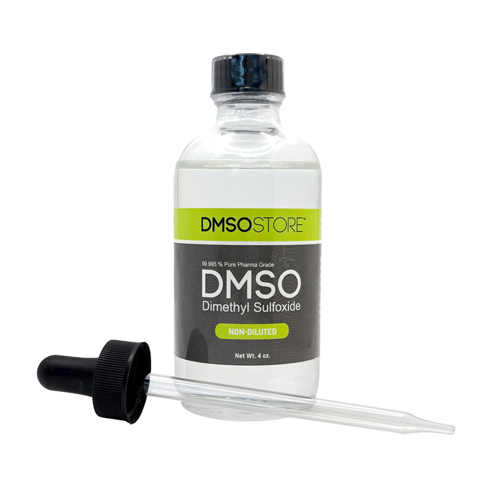 DMSO Liquid 4 oz. in Glass Bottle With Dropper Non-diluted 99.995% Low Odor Pharma Grade