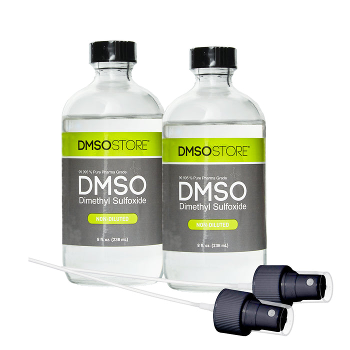 Two Glass bottles of Pure 99.995 pharmaceutical DMSO with 2 sprayer - mister pieces