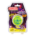 The Duncan Pulse Light-up Yo-Yo is a green translucent yo-yo that lights up and changes colors as it spins. Its packaging notes it's ideal for intermediate to advanced users.
