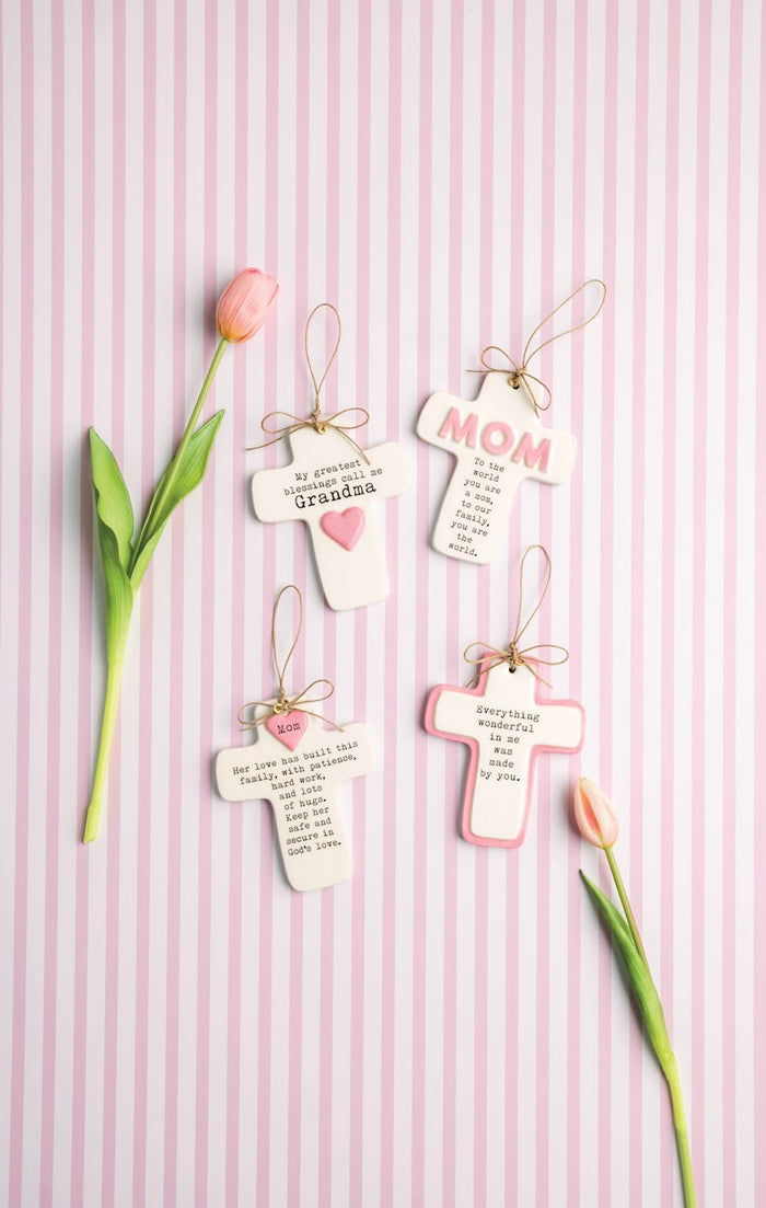 Family Sentiment Cross - Mom Heart