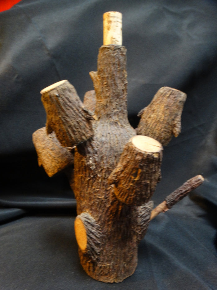 Faux Bois Bottle with Shot Glasses.