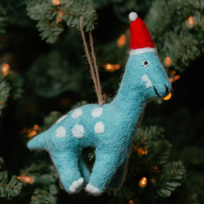Felt Holiday Dinosaur Ornament