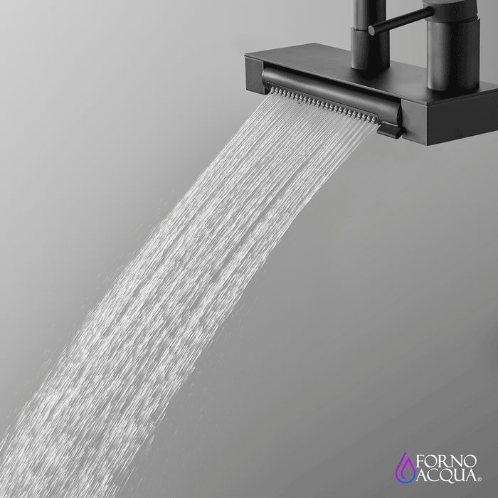 FORNO ACQUA 4 function pull-Down Waterfall Kitchen Faucet Black