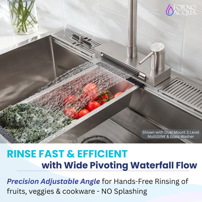 FORNO ACQUA 4 Function Waterfall Pull-Down Kitchen Faucet Brushed Nickel