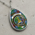 Galloway clan Scottish tartan necklace with clan crest on tartan background