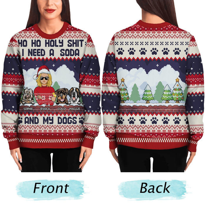 Ho Ho Holy I Need A Beer - Christmas Gifts For Dog Lovers - Personalized Unisex Ugly Sweater