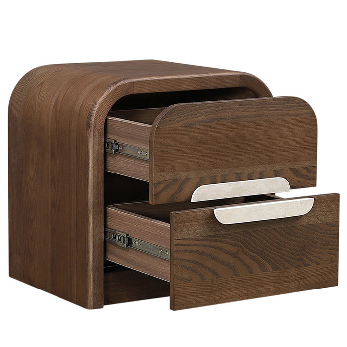 Karvia 2 Drawer Bedside Table - Walnut