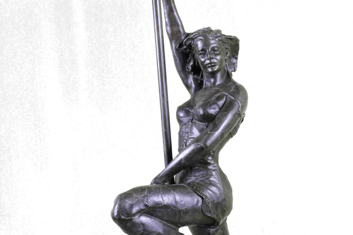 Large 14 Lbs Pole Dancer Bronze Sculpture Figure Marble Base Figurine by Vitaleh
