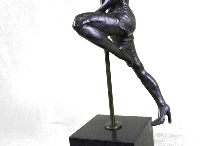 Large 14 Lbs Pole Dancer Bronze Sculpture Figure Marble Base Figurine by Vitaleh
