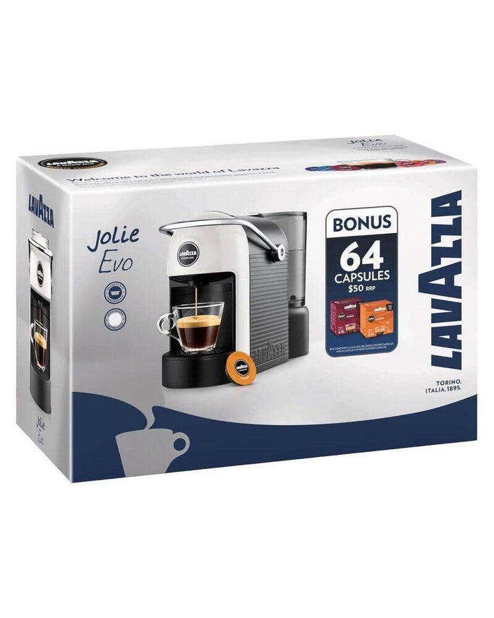 Lavazza Jolie Evo Capsule Coffee Machine with 64 Capsules - White