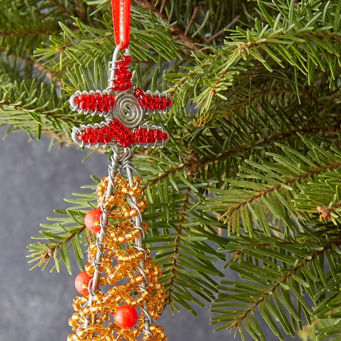 Maasai Beads Gold Decorative Tree Christmas Ornament