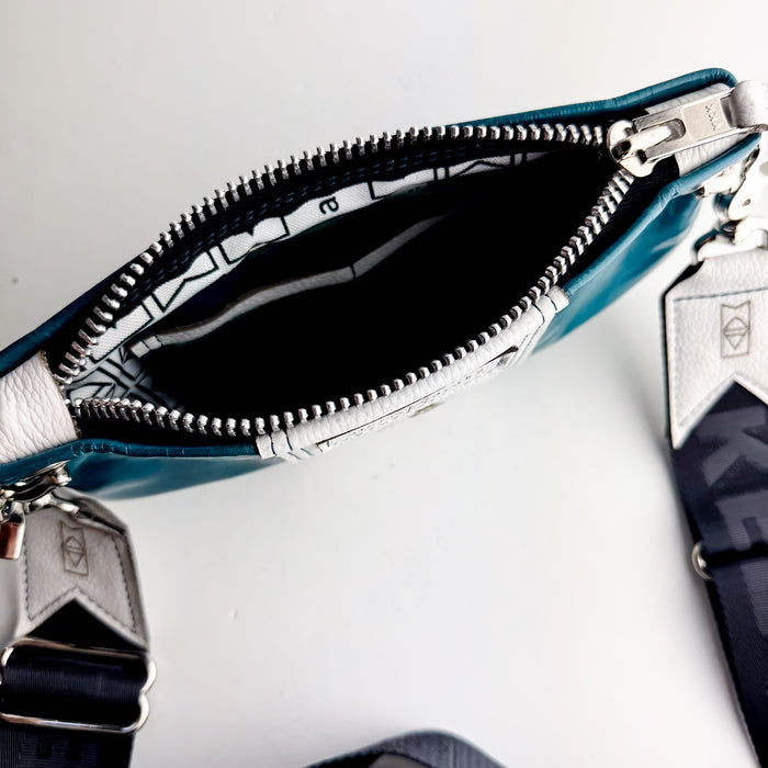 Made To Order | Steamboat Collection | Belt Bag Clutch + Crossbody | Turquoise + White Pebble