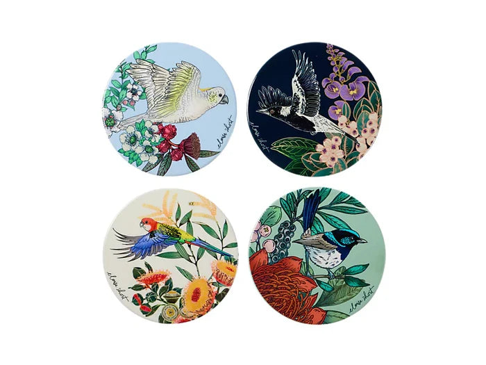 Maxwell & Williams Eloise Short Native Grace Ceramic Coaster Set of 4 Assorted Gift Boxed
