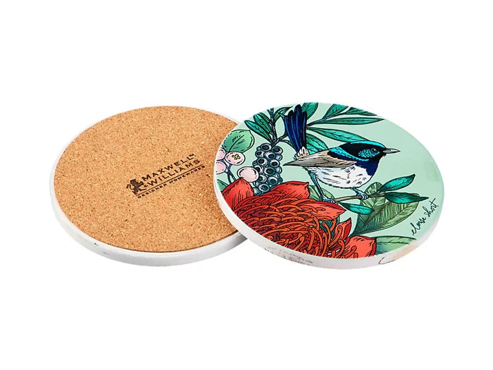 Maxwell & Williams Eloise Short Native Grace Ceramic Coaster Set of 4 Assorted Gift Boxed