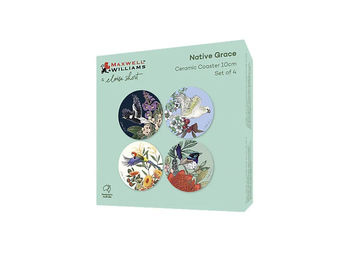Maxwell & Williams Eloise Short Native Grace Ceramic Coaster Set of 4 Assorted Gift Boxed