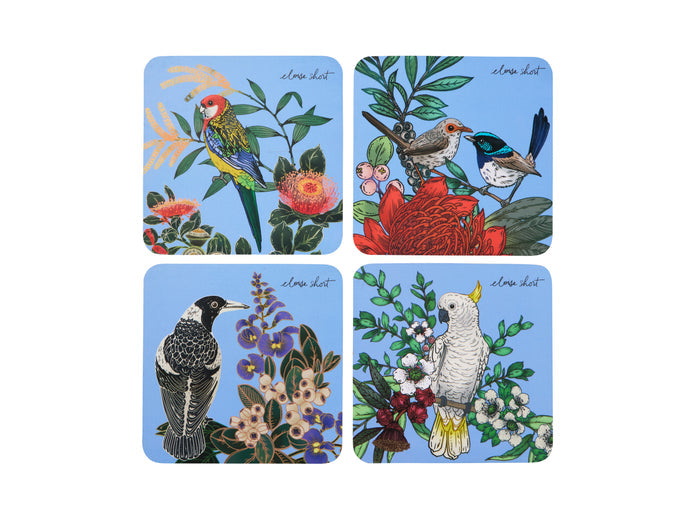 Maxwell & Williams Eloise Short Native Grace Cork Back Coasters 10.5cm Set of 4 Gift Boxed Assorted