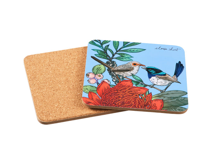 Maxwell & Williams Eloise Short Native Grace Cork Back Coasters 10.5cm Set of 4 Gift Boxed Assorted
