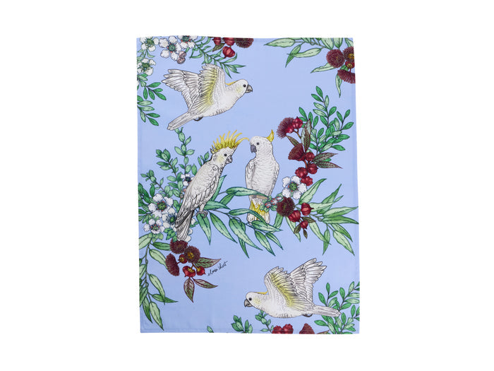 Maxwell & Williams Eloise Short Native Grace Yellow Crested Cockatoo Tea Towel 50x70cm