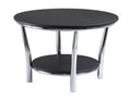 MAYA ROUND COFFEE TABLE, BLACK TOP, METAL LEGS