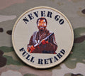 Never Go Full Retard Woven Morale Patch - Tan Border