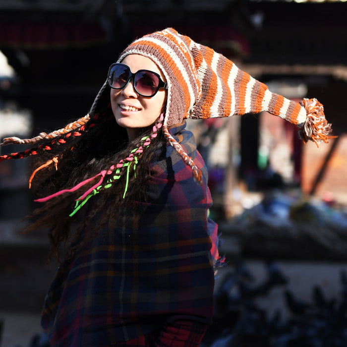 Outdoor Nepal Handmade Wool Felt Reggae National Style Personalized Knitted Hat Dirty Braided Hat Ear Protection Hat
