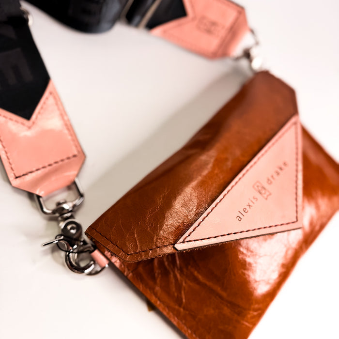 Rodeo Collection | Envelope Cellphone Crossbody | Whiskey + Glossy Pink