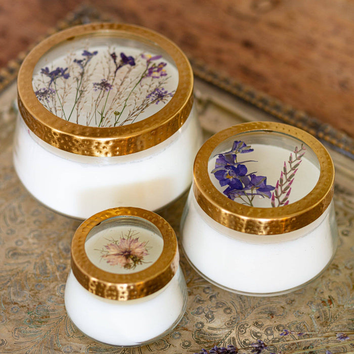 Roman Lavender Accent Pressed Floral Candle