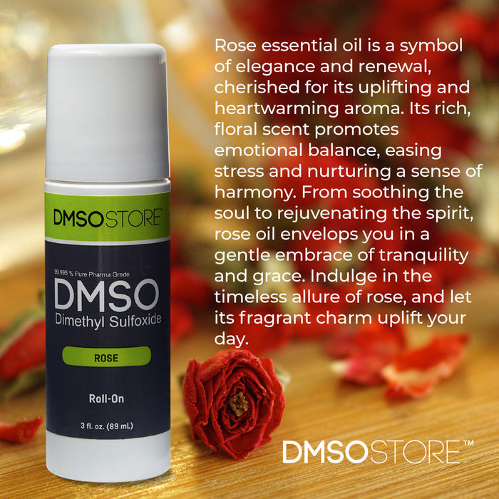 Rose DMSO Roll-on 3oz  Easy Use, 99.9% Pure Pharma Grade